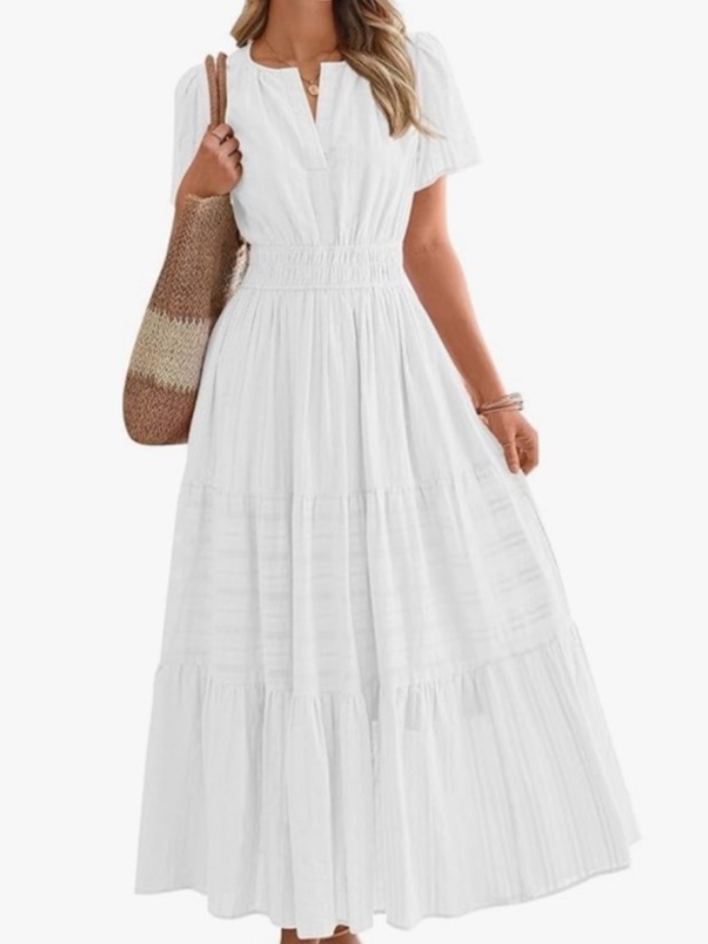 Women's Elegant White Maxi Dress Size Small BTFBM